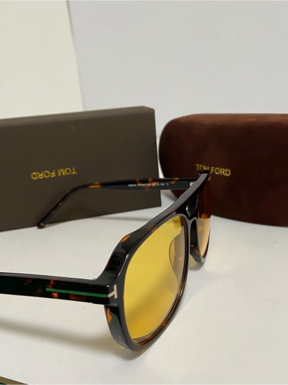 Tom Ford Men’s Tortoiseshell Sunglasses with Yellow Lenses